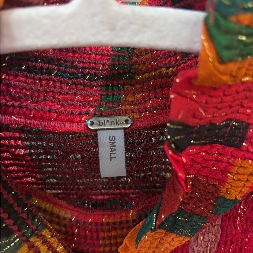 Bl^nk Anthropology Mock Turtleneck Multi-colored Striped Ruffled Blouse Small - Picture 7 of 12